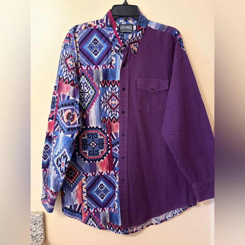 Circle T Purple and Blue Geometric Shirt